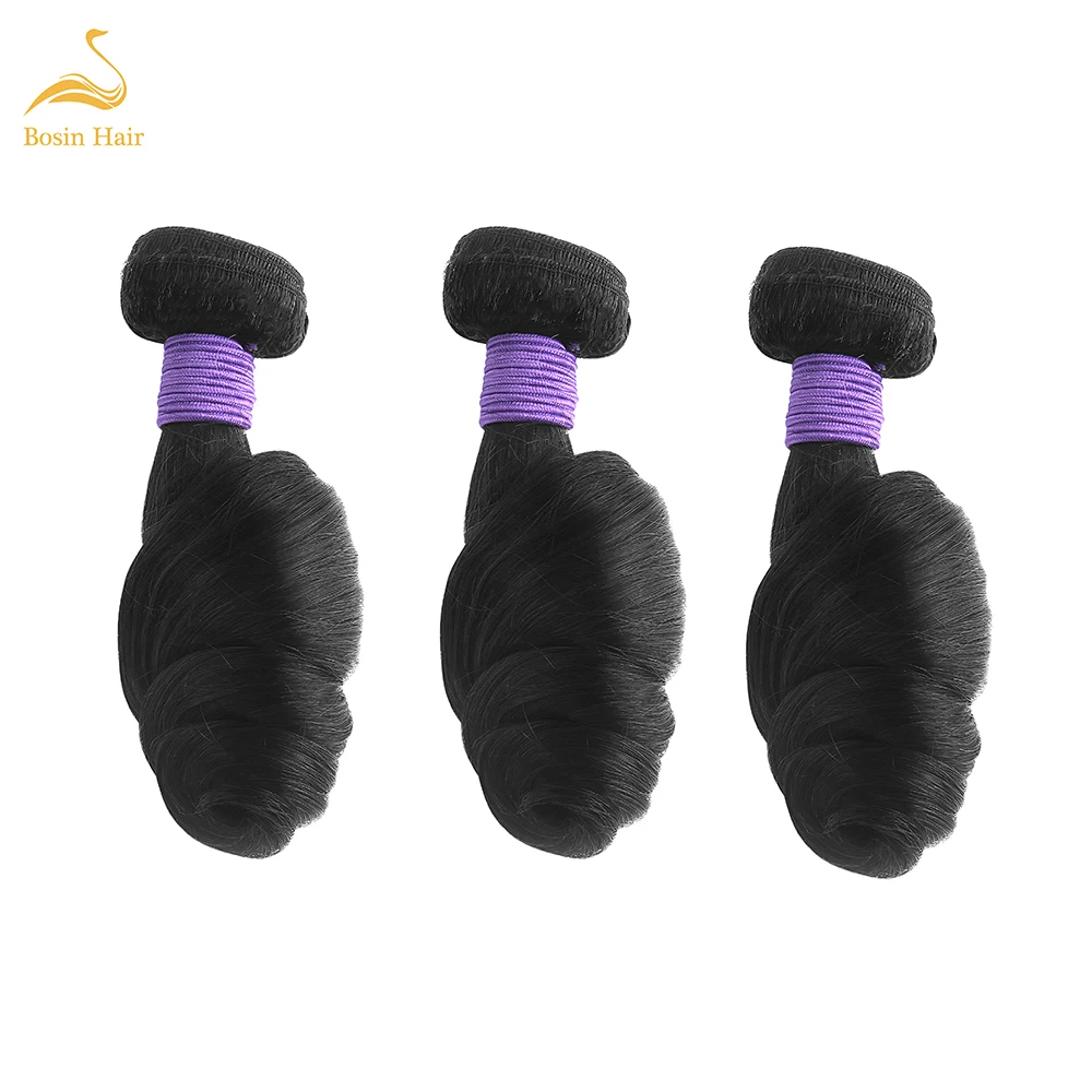 

Bosin Loose Wave Hair Bundles Indian Hair Bundles 100% Human Hair Extensions Natural Color 3 Pieces Non Remy Hair Weave