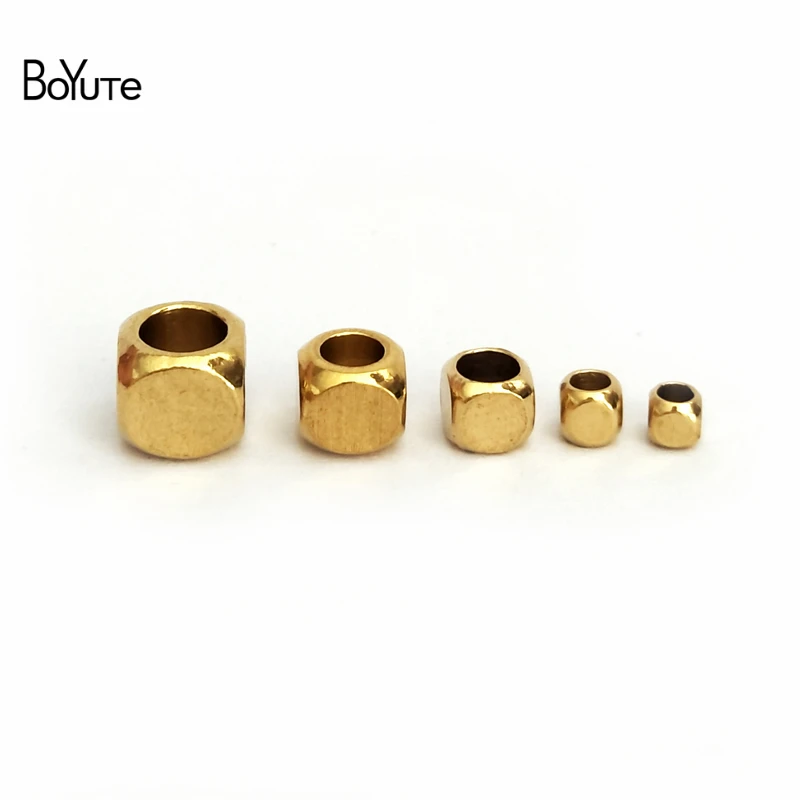 Фото BoYuTe (100 шт./лот) 2,5 мм 3 мм 4 мм 5 мм 6 мм Металлические латунные Непальские бусины Квадратные бусины для изготовления ювелирных изделий №1