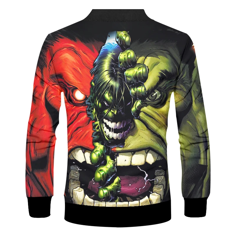 Мужская куртка с длинным рукавом UJWI красная и зеленая 3D принтом в виде монстра