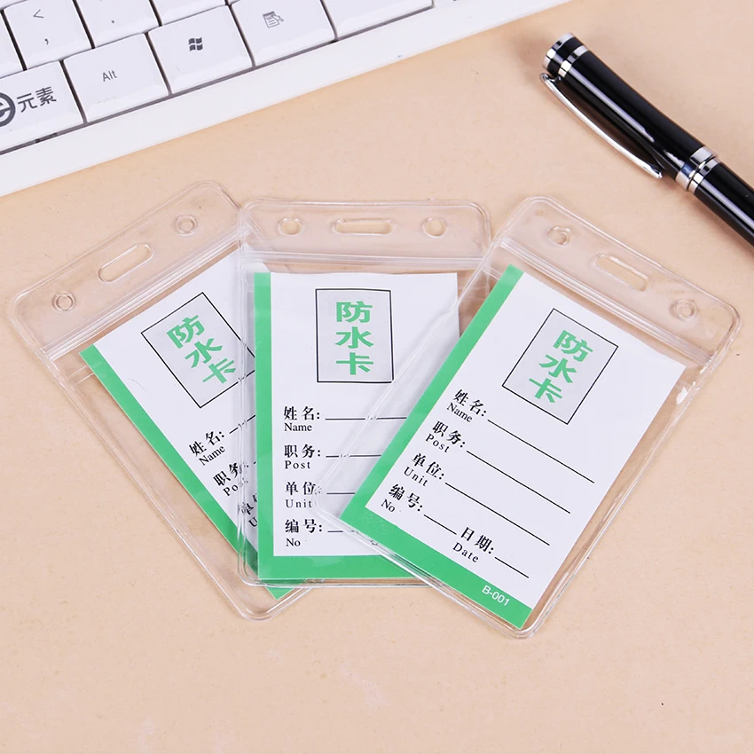 

10PCS PVC ID Badge Case Clear and Transparent Holes Bank Credit Card Holders ID Badge Holders Accessories