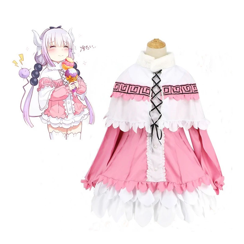 Аниме Miss Kobayashi's Dragon Maid Kamui Kanna платье фартук униформа одежда Meidofuku рубашка плащ
