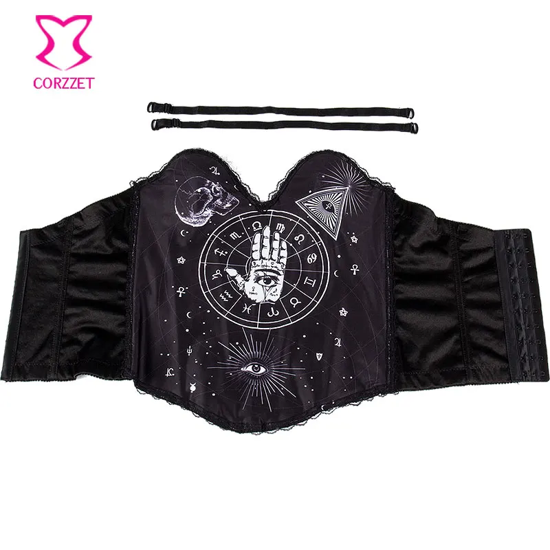 Корсет с принтом глаз ладони для женщин корсет чашками пуш ап соблазнительное