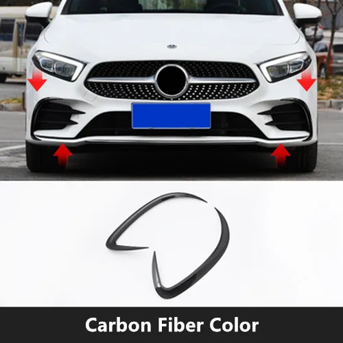 Carbon Fiber Color Передний бампер накладка на Противотуманные фары рейки спойлер клапаном декоративное крыло отделкой 2 шт. для Mercedes Benz класс 180 200 автомобилей интимные аксессуары - Название цвета: Carbon Fiber Color