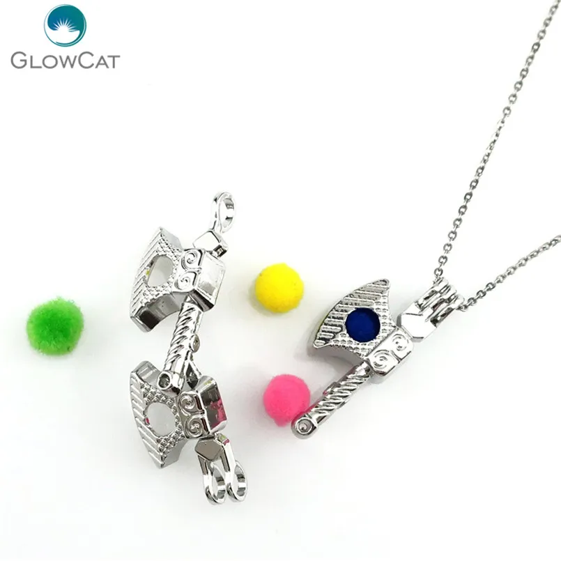 K633 Creative Axe Beads Cage Pendant Pearl Zodiac Constellation Aroma Essential Oil Diffuser Locket Necklace | Украшения и