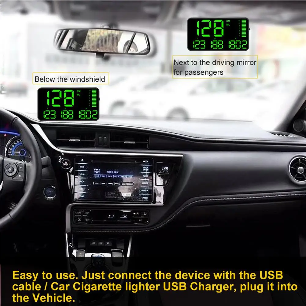 Digital Universal GPS HUD Speedometer Display Head Up With Over Speed Warning Car Clock 5.5in Large Screen C90 | Автомобили и