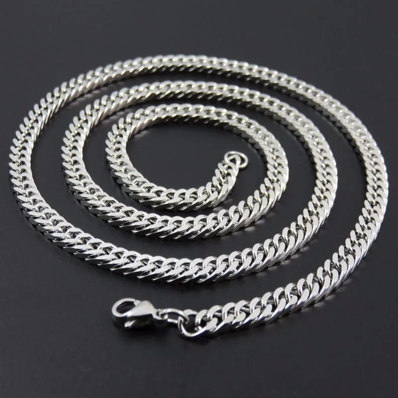Silver Tone Ожерелье из нержавеющей стали, ювелирные изделия, подарки для мужчин, друзей, хип-хоп ожерелья, Женские аксессуары, длинная кубинская цепочка - Окраска металла: Silver Tone
