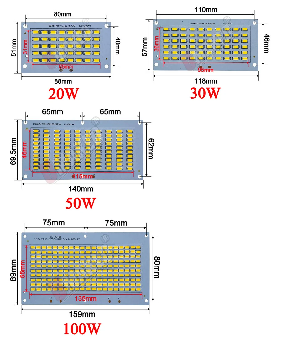 100% полная мощность светодиодная прожекторная печатная плата 20 Вт 30 50 70 100 SMD5730