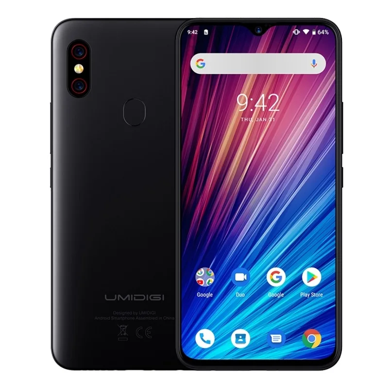 Черный Смартфон UMIDIGI F1 Play Android 9,0, 6,3 дюймов, полный экран, 48MP+ 8MP+ 16MP, 6 ГБ+ 64 ГБ, две sim-карты, 4G, 5150 мАч, мобильный телефон - Цвет: Черный