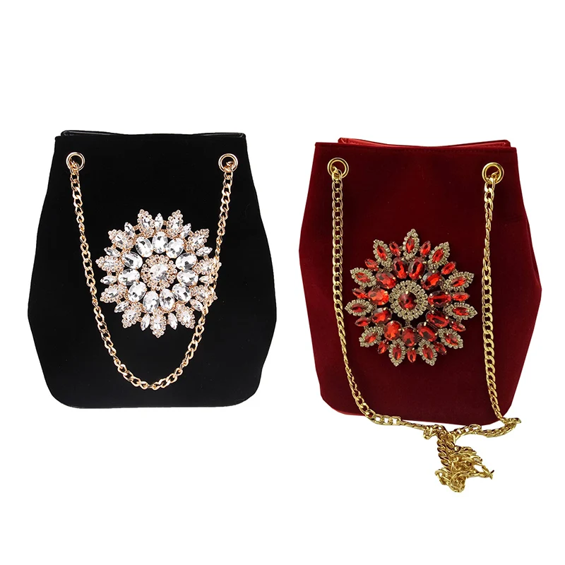 LACATTURA велюр Курьерские сумки Для женщин вышивка алмаз Сумочка женская бархатная