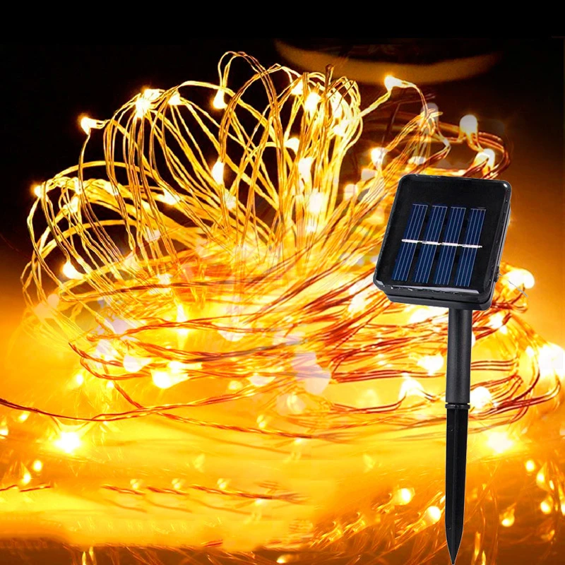 2 m 10 100 LEDs веревка трубка струнные огни Солнечная энергия Рождество лампы