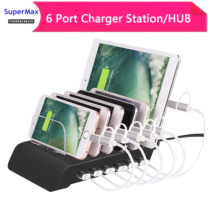 Зарядное устройство 6 портов USB зарядное станция концентратор кронштейн для