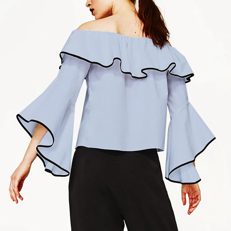 NYMPH Women Shirts Blouse Plus Size 2017 Fashion Summer New Casual Women's with Ruffles Butterfly Sleeve Slash neck Tops |