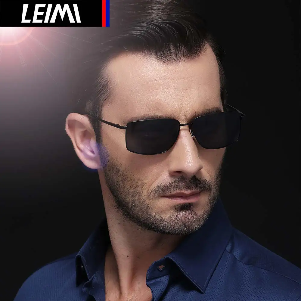 

LEIMI Brand Men's Polarized Sunglasses Rectangle Coating Driving Glasses Mirror Sport Sun Glasses gafas de sol