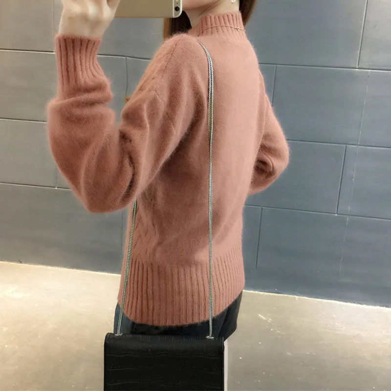 2018 осенне-зимний теплый свитер с высоким воротом Женский Повседневный вязаный
