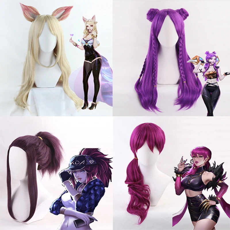 

Hot Game LOL KDA Cosplay Wig Akali Ahri Evelynn Kaisa Cosplay Wig Heat Resistant Synthetic Wig Halloween Carnival Party Cos Wigs