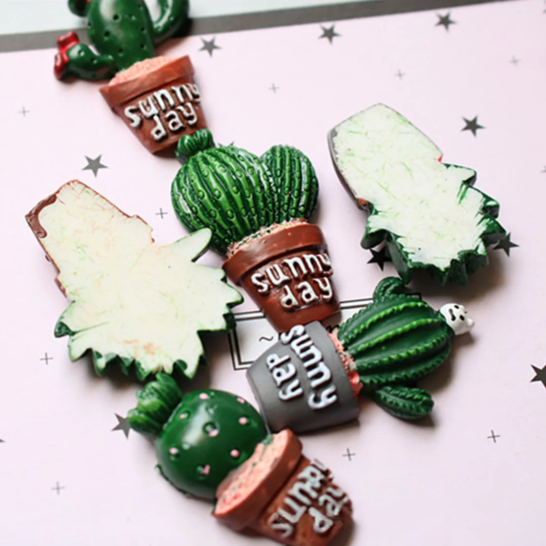 Смола моделирование суккулент в горшке наклейки на холодильник сувенир