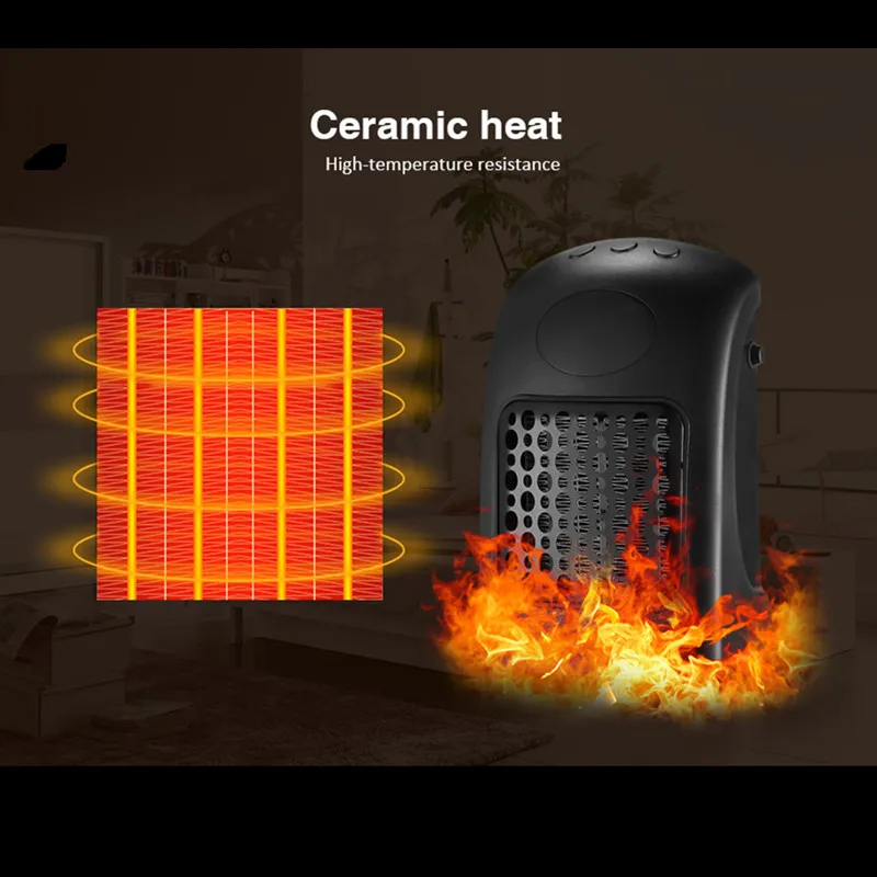Mini Wall-Outlet Portable Office Home Heater Ceramic Heating Adjustable Thermostat And Plug Direction Timer With LED Screen 900W | Бытовая