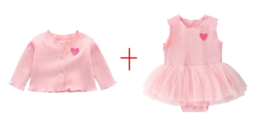 New baby clothing two-piece suit triangle sleeveless gauze jumpsuit + long-sleeved cardigan girl clothes | Детская одежда и обувь