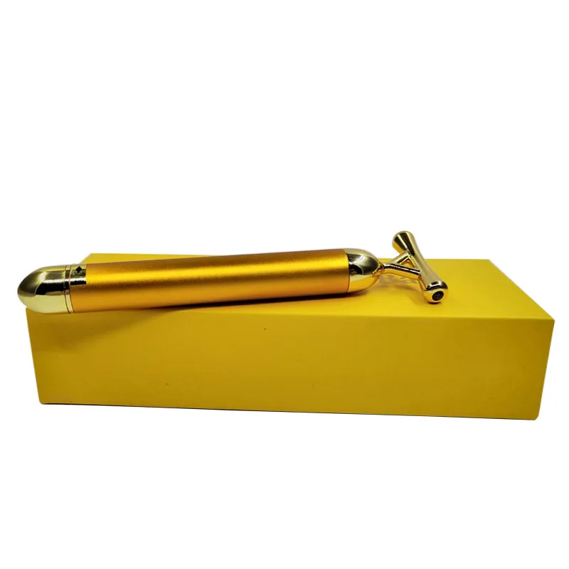 Высокочастотная вибрация 24K позолоченный энергетический Массажер для салона