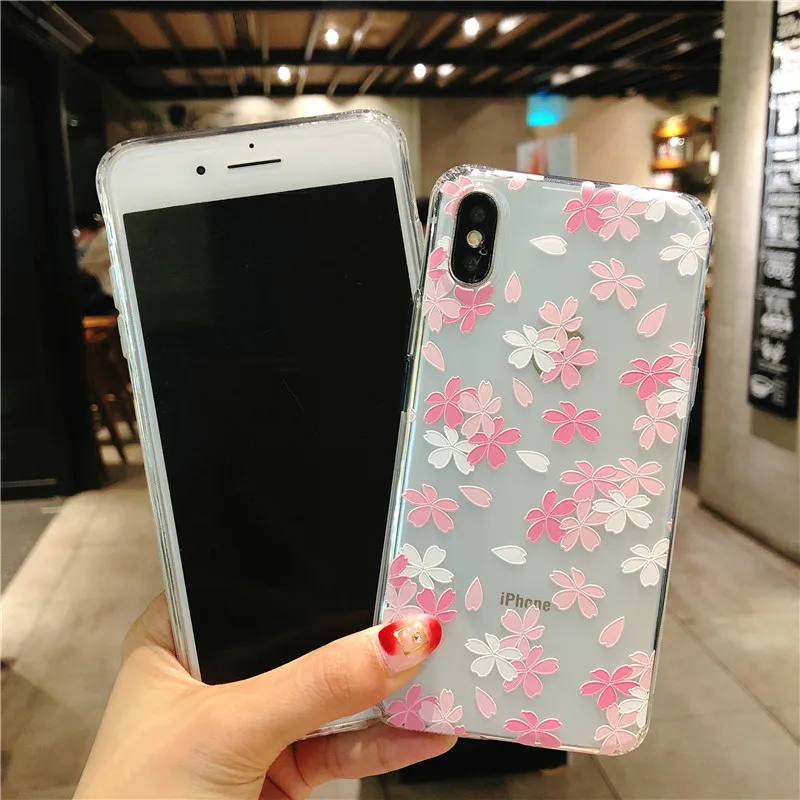Girlish little fresh petal bunny mobile phone patternTransparent case shell TPU Case for iphone8 7 6 6S PLUS X 5 SE |
