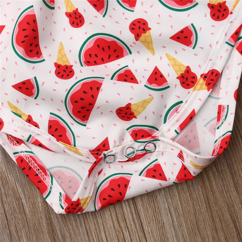 Летняя одежда для маленьких девочек комбинезон с короткими рукавами и принтом