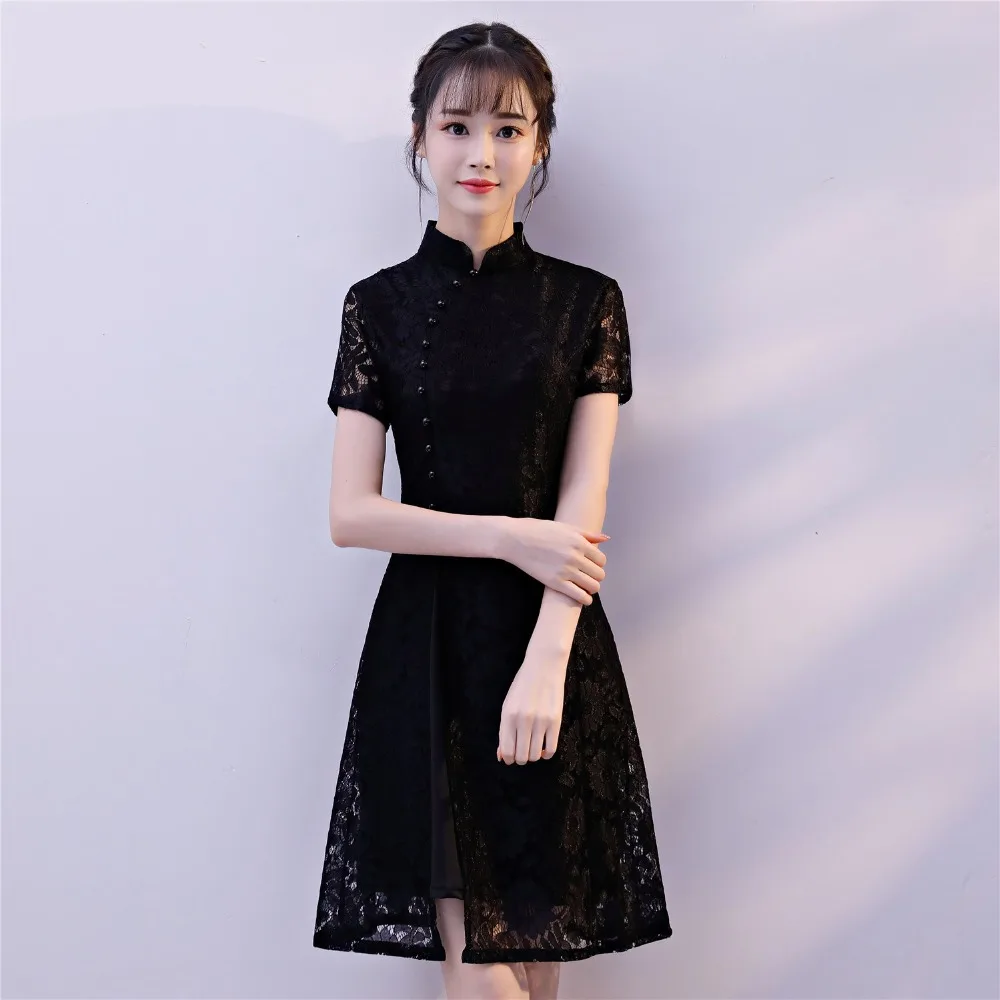 Шанхай история короткие Cheongsam китайское восточное платье женские Qipao национальный тренд стильные китайские платья кружевное китайское платье