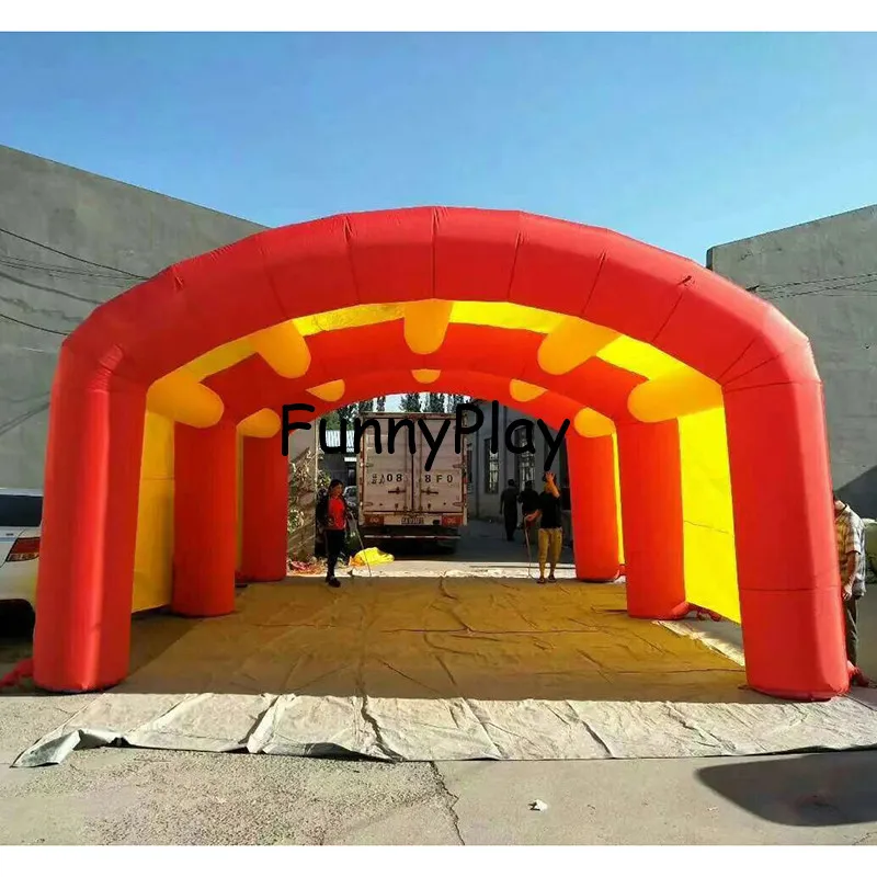 inflatable tunnel tent for event blue and white blow up arch shape with blower toy tents sport entrance balloon | Спорт и