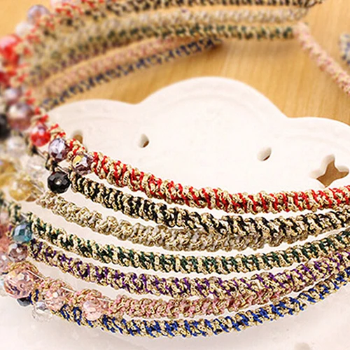 Ободок для волос Женский разноцветный нестандартный с кристаллами и бусинами