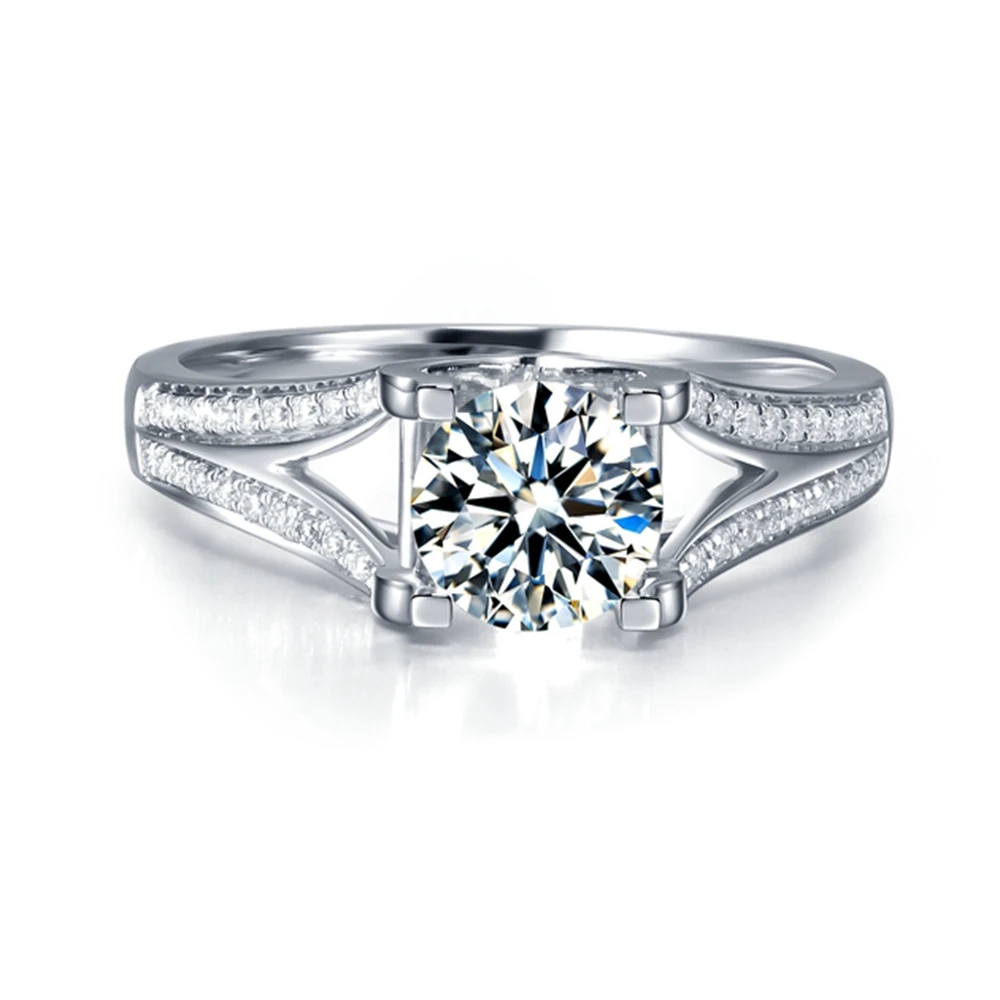 Moissanites Lab Grown Diamond Engagement Ring 3 CT DF Color Accent 14k White Gold Wedding Rings | Украшения и аксессуары