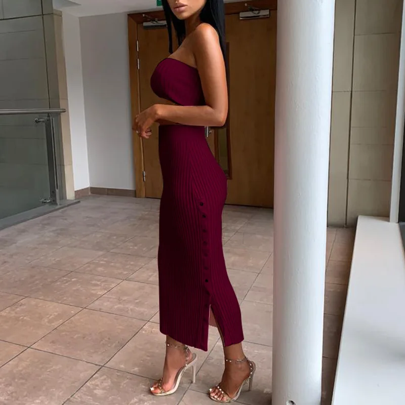 Женское платье с открытыми плечами осенне зимнее трикотажное из двух частей