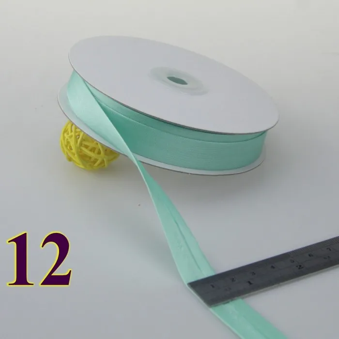12 mint green Полиэфирная атласная косая лента Размер: 15 мм, ширина: 5/" 20 метров/карта различных цветов 1,5 см косая лента в блеске - Цвет: 12 mint green