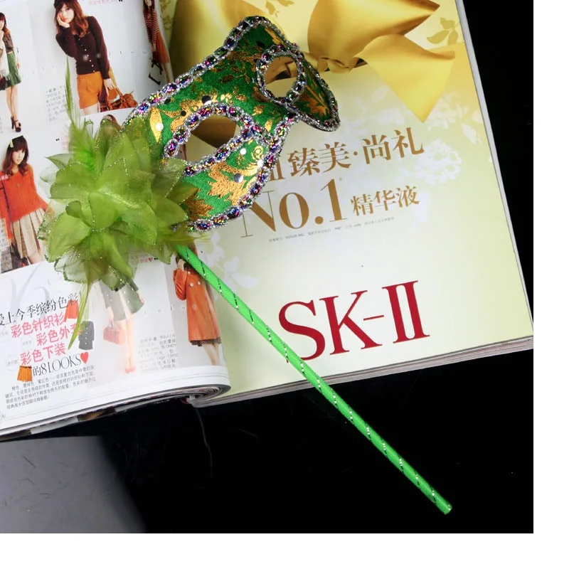 100 шт./лот вечерние няя маска ручной работы с палочкой Свадебная Венецианская