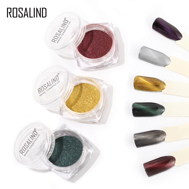 ROSALIND 1 шт. Новый кошачий глаз 3D эффект ногтей Блестящий хромовый порошок для