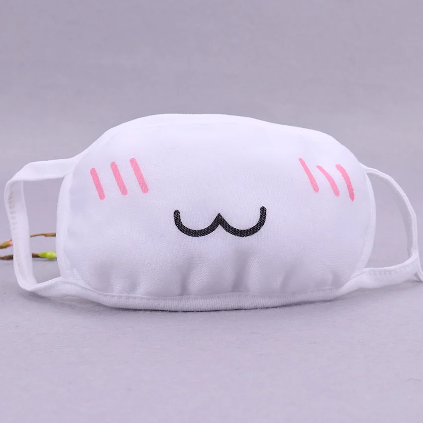 1 шт., Kawaii, противопылевая маска, хлопковая маска для рта, милая, аниме, мультяшная маска для лица, смайлик, маски - Цвет: 1