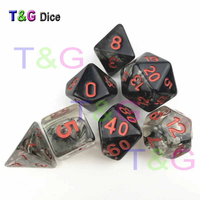 T& G крутые кости набор удивительный эффект туманности DND 7 шт d4-d20 с мешком из органзы как рождественский подарок