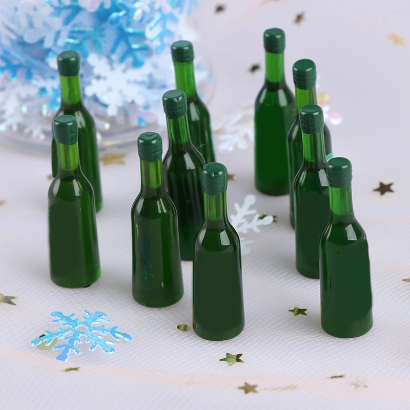 

10pcs 1:12 miniatures dinnerware mini Dollhouse beer cups/glass bottles Mini Furniture Model Accessories