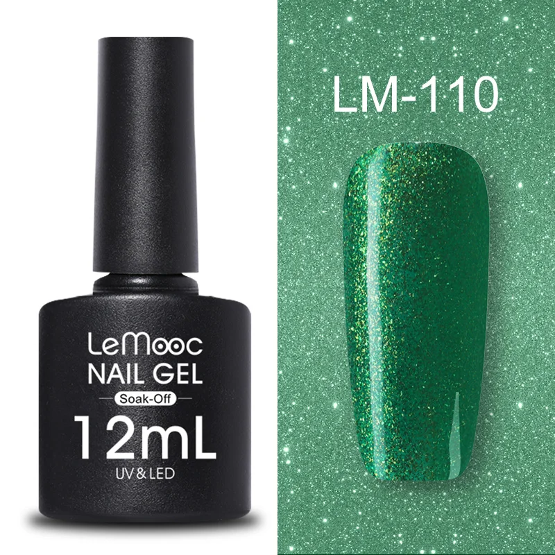 LM-110 LEMOOC, 12 мл, Цветной Гель-лак для ногтей, блестки, блестки, полуперманентный замачиваемый лак, УФ-гель, сделай сам, Гель-лак для ногтей - Цвет: LM-110