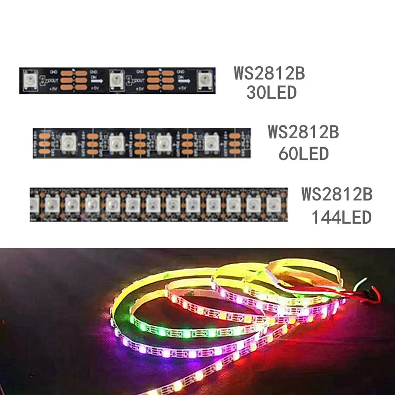 SZRZGT Светодиодная лента WS2812B WS2812 1 м/5 м 30/60/144 пикселей/светодиодов/м индивидуально