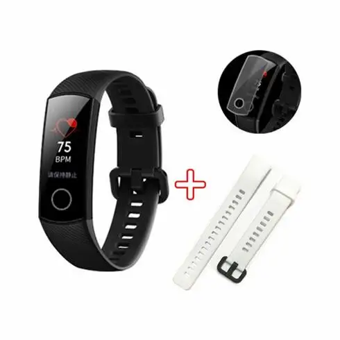 black-white-film Умный Браслет huawei Honor Band 4 Amoled, цветной сенсорный экран 0,95 дюйма, для плавания, для обнаружения пульса и сна - Цвет: black-white-film
