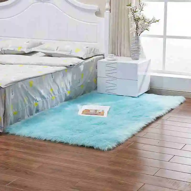 light blue Чистый прямоугольный ковер, одеяло для гостиной, спальни, ковер, Индивидуальный размер, продолговатая форма, современный стиль, домашний ковер для украшения - Цвет: light blue