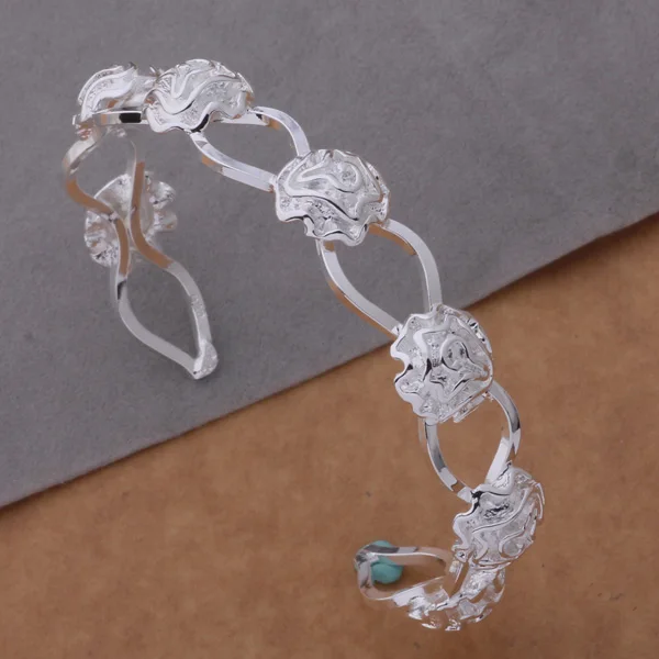 2016 Серебряные ювелирные изделия Роза открытие браслет моды для дам партии Юбилей