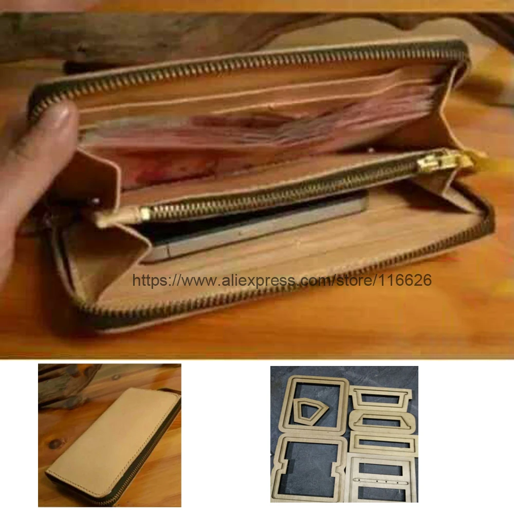 DIY Кожа ремесло с отделением для монет на молнии кошелек чехол телефона под