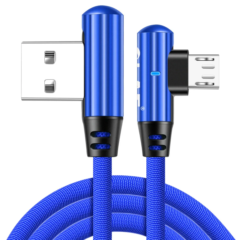 Blue OLAF mi cro USB кабель зарядный шнур для huawei 90 градусов мобильный телефон кабель для samsung Note 6 Синхронизация данных USB кабели для Xiaomi mi 2 - Цвет: Blue