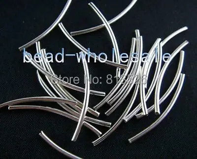 OMH оптовая продажа 1200 шт Посеребренная изогнутая прокладка трубки бусины в