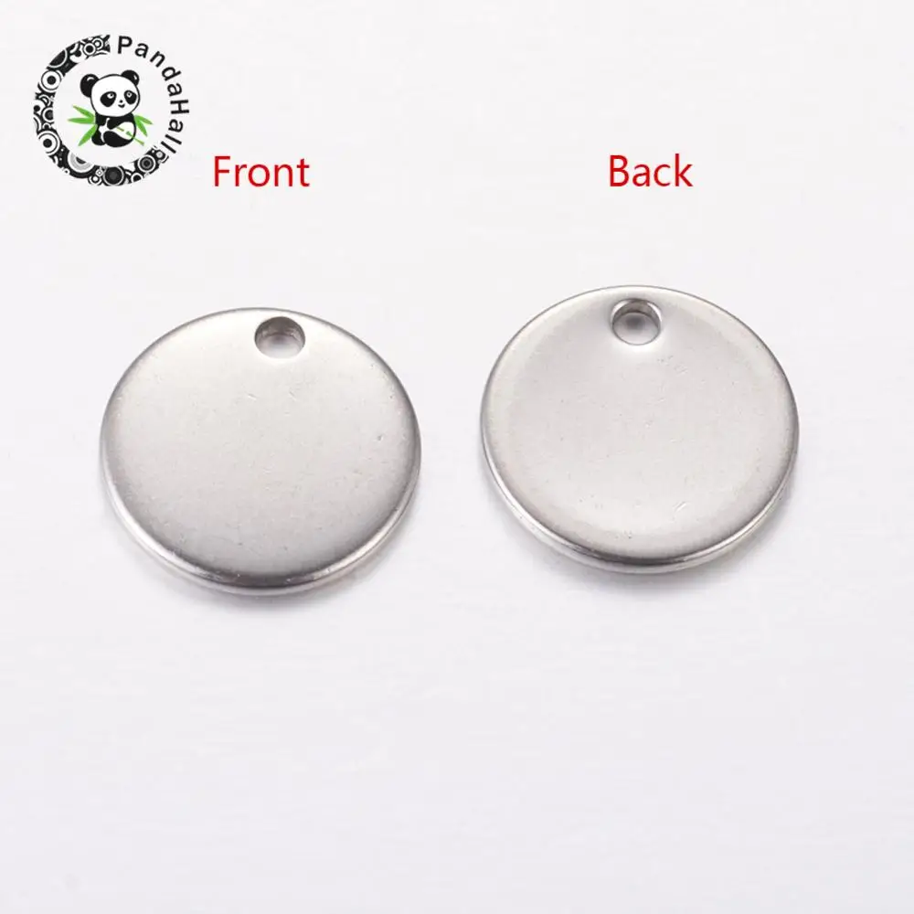 

10PCS Original Color Blank Stamping Tag Charms 304 Stainless Steel Flat Round Pendants, about 10mm in diameter, 0.6mm thick,
