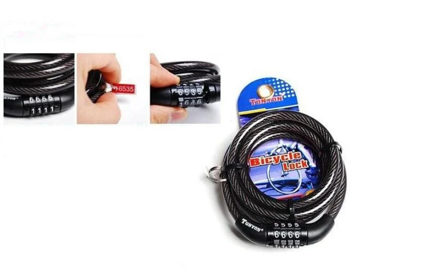 

Free Shipping Bike Bicycle 4 Digital Code Password Combination Lock Cable TY532 1200mm BLK021