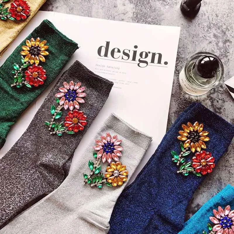 [Cospacool] Новое Поступление Разноцветных Серебряных Блесток с подсолнухами Meias