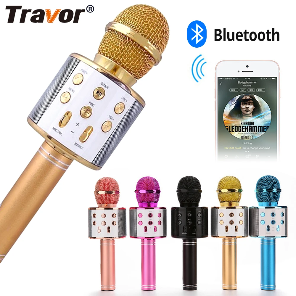 Travor Bluetooth беспроводной микрофон караоке динамик ручной музыкальный плеер для