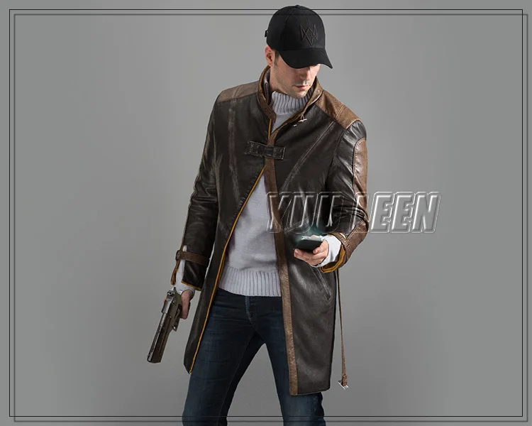 [Запас] Горячая игра Watch Dog 2 Aiden Pearce Косплей длинный рукав и длина крутой костюм пальто для Хэллоуина карнавала