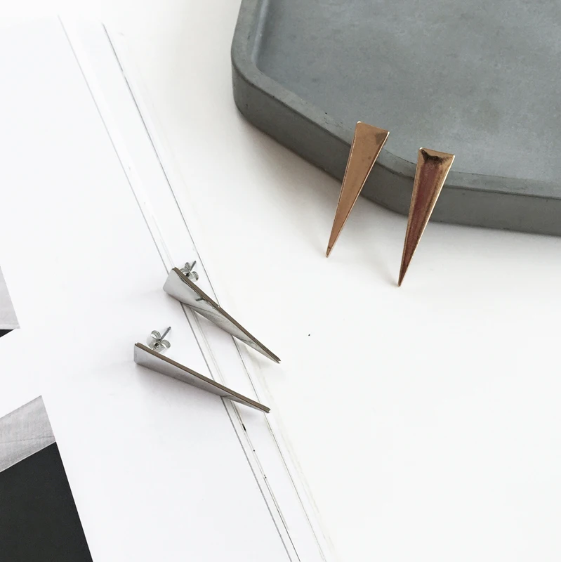 Женские Треугольные Серьги гвоздики AOMU вечерние металлические серьги